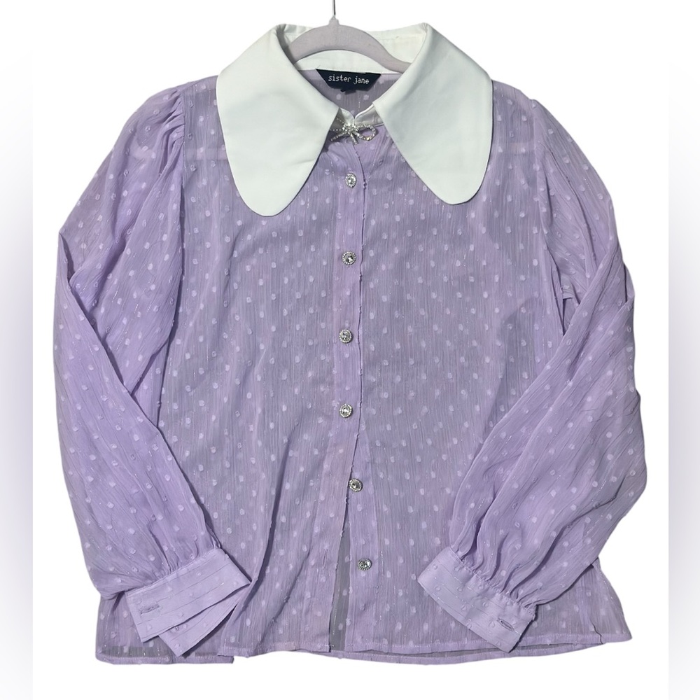 Sister Jane Lavender Blouse with White Collar - Picture 1 of 15